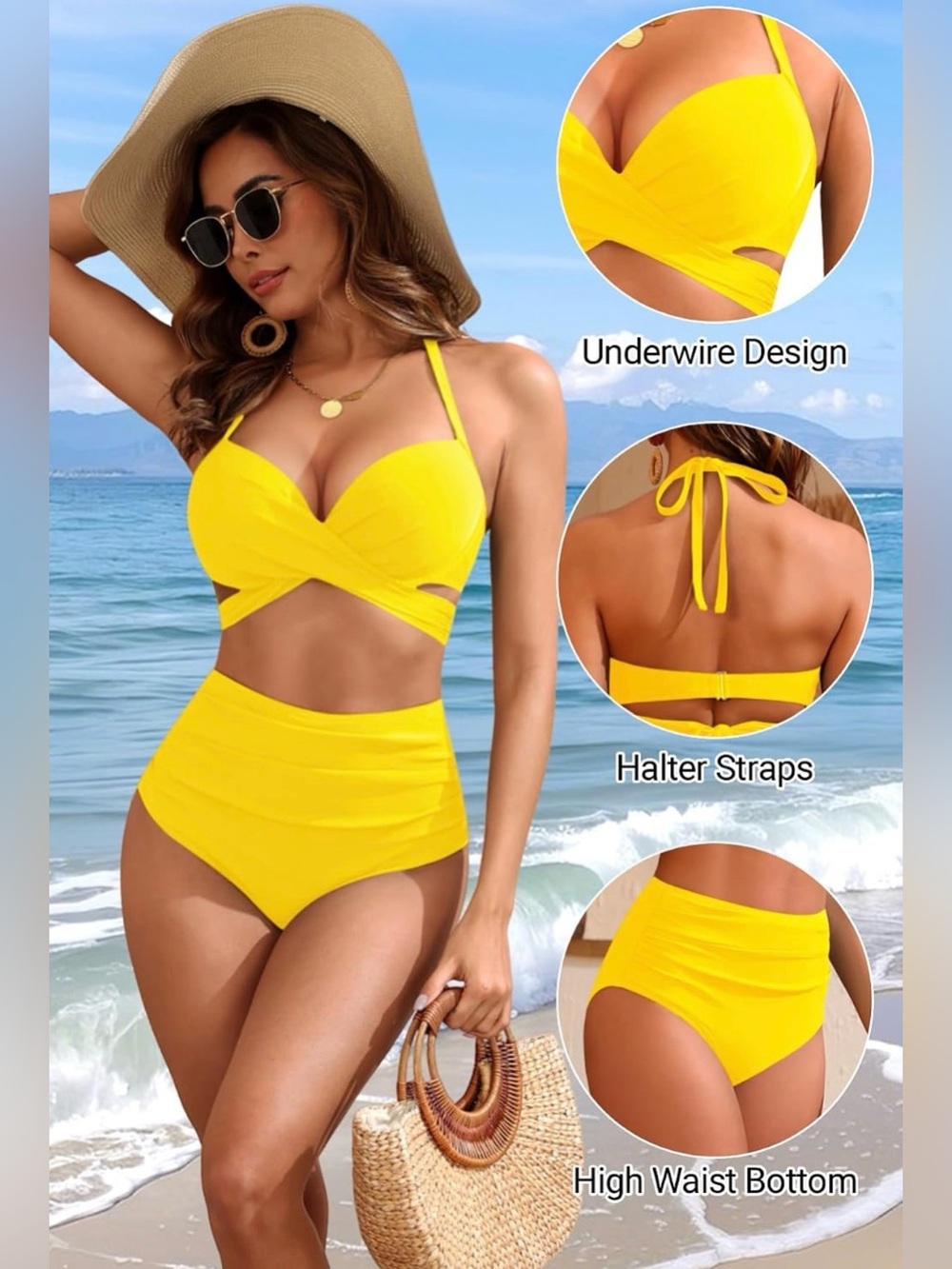 NWT Tempt Me Yellow Bikini Set | Top L Bottom XL